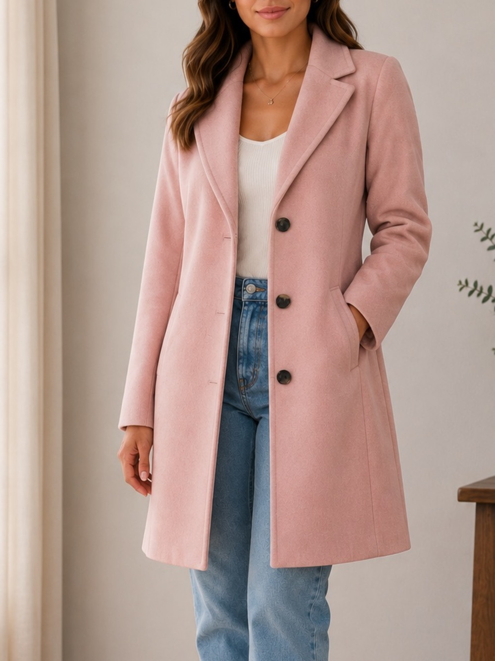kate spade Blush Pink Wool Blend Single-Breasted Coat